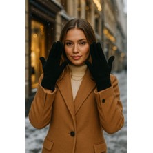 Yake Store  Unisex Ekru Örme Eldiven ELD01 - Siyah