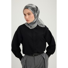 Schaless Köklerin Aynası - Gri - Efilia Desenli Eşarp - 90X90 cm