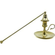 Bıyıklı Tobacco Dekoratif Altın Rengi Pirinç Şamdan ve Söndürücü - Şık ve Retro Tasarım