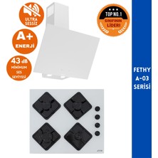 Ferre ve Afm Tech Markalı Fethy A-03 Sessiz 2'li  Beyaz Cam Ankastre Set ( D078-SA + BD-FM2201 )