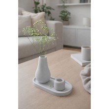 Akanart Gri Su Damlası Vazo Üçlü Set – Modern Dekoratif Vazo