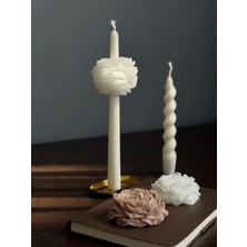 Lumieri Home Lumieri Candle El Yapımı Kokusuz Açmış Şakayık Gül Dekoratif Mum– Şakayıklı Şamdanlık Mum 5'li