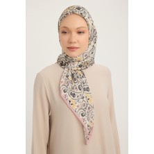 Schaless Etnik Bahar - Pudra - Aurora Desenli Janjan Eşarp - 90X90 cm