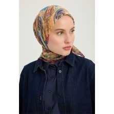 Schaless Çiçek Tahtı - Sarı - Efilia Desenli Eşarp - 90X90 cm