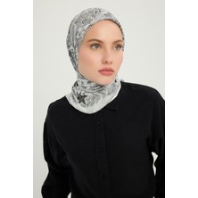 Schaless Sonsuz Aşk - Gri - Efilia Desenli Eşarp - 90X90 cm