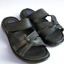 Kardeşler SHOE Erkek Gerçek Hakiki Deri Ortapedik Hafif Günlük Siyah Terlik