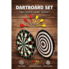 Faial Dart Tahtası Seti 17 Inç Büyük Boy Çift Taraflı Dart Tahtası Oyun Seti