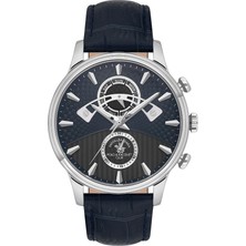 Santa Barbara Polo & Racquet Club Santa Barbara Polo Racquet Club SB.1.10593-3 Deri Kordonlu Tüm Fonksiyonları Aktif Suya Dayanıklı Lacivert Erkek Kol Saati