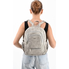 Mega Çanta Lizbon/yumuşak Deri Çok Bölmeli Kadın Sırt Çantası