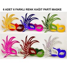 Eco Lounge Rengarenk Kağıt Parti Balo Maskesi 6 Adet