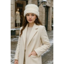 Yake Store  Kadın Siyah Yünlü Peluşlu Bere BERE1146 - Ekru