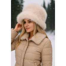 Yake Store  Peluş Ayarlanabilir Vizon Bucket Kalpak Şapka-Bere SPK1142 - Bej