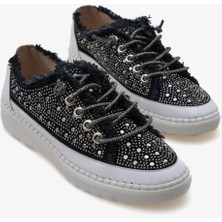 İnna Butikk Vola Kadın Dolgu Sneaker Spor Ayakkabı - Siyah Platin Taş
