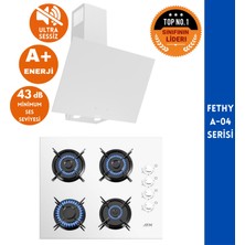 Ferre ve Afm Tech Markalı Fethy A-04 Sessiz 2'li  Beyaz Cam Ankastre Set ( D078-SA + FM2201 )