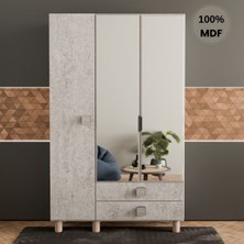Comiet Konçerto Ayaklı Tasarım Aynalı 3 Kapak Mdf Gardırop