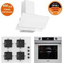 Ferre ve Afm Tech Markalı/ Gain 8 Prog. Turbolu Beyaz  Dijital Ankastre Set (SS206 + FM7701+FM3301)