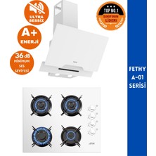 Ferre ve Afm Tech Markalı Fethy A-01 Sessiz 2'li  Beyaz Cam Ankastre Set ( D064-SA + FM2201 )