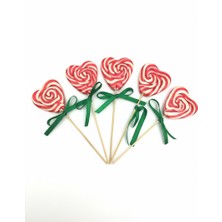 Honey Candy Balcı Şekerleme Büyük Boy 10 Adet 30 gr Kalpli Sosyete Şeker Çilek Aromalı Lolipop Kırmızı Beyaz