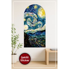 KOSS Dijital Yıldızlı Gece Mozaik Deseni Oval Şekilli Duvar Sticker Van Gogh Temalı Dekor Tasarımı