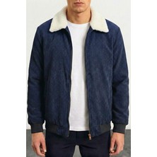 Genius Store Erkek Kadife Mont Peluş Astarlı Gömlek Yaka Rüzgar Geçirmez Kadife Mont