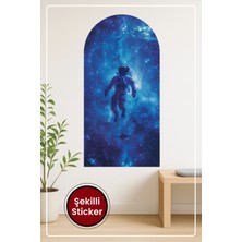 KOSS Dijital Oval Şekilli Uzay Temalı Astronot Figürü Yıldızlı Derin Mavi Gökyüzü Duvar Sticker