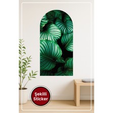 KOSS Dijital Oval Şekilli Yeşil Yaprak Desenli Dekoratif Duvar Sticker Ev Ofis Salon Hol Için Modern Süs