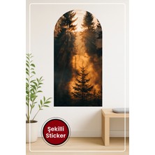 KOSS Dijital Oval Şekilli Doğal Orman Sticker Işık Hüzmeli Ağaçlar ve Derin Manzara Temalı Duvar Dekoru