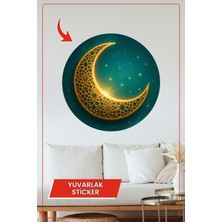 KOSS Dijital Altın Hilal Temalı Yuvarlak Sticker Islami Desenli Estetik Duvar Dekor Ürünü