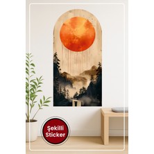 KOSS Dijital Oval Şekilli Ay ve Orman Sticker Mistik Görünümlü Sis Temalı Dekoratif Duvar Sticker
