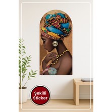 KOSS Dijital Oval Şekilli Popüler Afrikalı Kadın Portre Desenli Dekoratif Duvar Sticker Ev Ofis Salon Hol