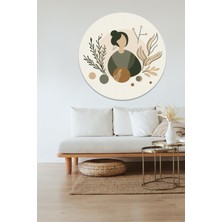 KOSS Dijital Bohem Tarzı Minimal Yuvarlak Sticker, Yuvarlak Şekilli Sticker, Modern Soyut Duvar Dekoru