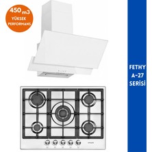 Eminçelik ve Afm Tech Marka Fethy A-27 5 Gözlü 2'li Inox -Beyaz  Ankastre Set (22 380 Wok +FM3301)