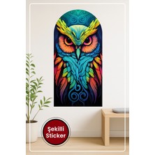 KOSS Dijital Oval Şekilli Renkli Baykuş Desenli Dekoratif Duvar Sticker Ev Ofis Için Modern Sanatsal Dekor