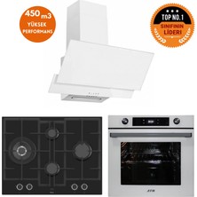 Ferre ve Afm Tech Marka Dean  Greyva Turbo Siyah Beyaz Ankastre Set (ED075-WFA Wok+ FM7701 + FM3301)