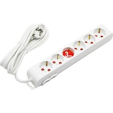 Go İthalat 6lı - 3mt Uzatma Kablo - Topraklı Grup Priz (5468)
