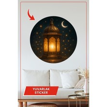 KOSS Dijital Fener Hilal Ay Gece Yuvarlak Sticker Dekoratif Çıkartma Duvar Ev Ramazan Masalsı Tasarım