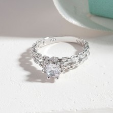 By More 925 Ayar Zirkon Taşlı Zincir Modeli Gümüş Yüzük - 19