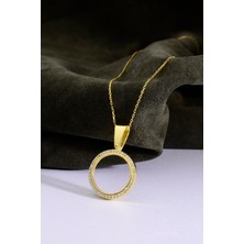 925 Ayar Gümüş Üzeri Altın Kaplama Taşlı Çeyrekli Kolye