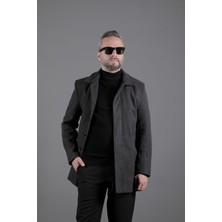 Ohepmoda Gizli Düğmeli Erkek Kaşe Kaban Mont