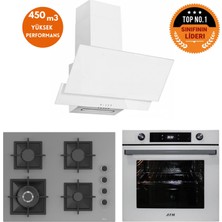 Ferre ve Afm Tech Marka Greyy Turbo Gri-Beyaz Ankastre Set (SC408-WFA Wok + FM7701 + FM3301)