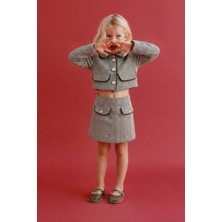 Magu Kız Çocuk Pamuklu Siyah Beyaz Balıksırtı Ceket Etek Takım - Düğmeli Cepli Şık Kombin