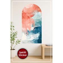 KOSS Dijital Oval Şekilli Soyut Desen Sticker Renkli Fırça Darbeli Sanatsal Görünümlü Dekoratif Duvar Sticker