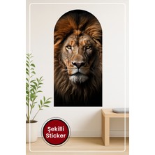 KOSS Dijital Oval Şekilli Aslan Portresi Desenli Dekoratif Duvar Sticker Ev Ofis Salon Için Şık Duvar Süsü
