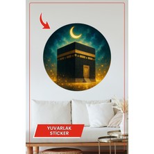 KOSS Dijital Kâbe Hilal Ay Gece Yuvarlak Sticker Dekoratif Çıkartma Duvar Ev Ramazan Manevi Tasarım