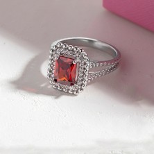 By More 925 Ayar Garnet Taşı Rengi Güverse Modeli Gümüş Yüzük - 17