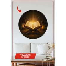 KOSS Dijital Kur’an Kerim Fener Gece Yuvarlak Sticker Dekoratif Çıkartma Duvar Ev Ramazan Manevi Tasarım