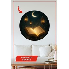 KOSS Dijital Kuran Kitap Fener Hilal Yuvarlak Sticker Dekoratif Çıkartma Duvar Ev Ramazan Dekoru