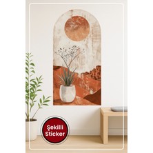 KOSS Dijital Oval Şekilli Doğal Manzara Sticker Saksılı Bitkili Çöl Temalı Estetik Ev Dekorasyonu Sticker