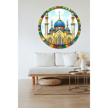 KOSS Dijital Renkli Cami Yuvarlak Sticker, Yuvarlak Şekilli Sticker, Ramazan Bayramı Duvar Dekoru