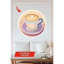 KOSS Dijital Latte Art Kahve Sticker Yuvarlak Tasarım Mutfak Kafe Duvar Çıkartması Ev Ofis Dekoru
